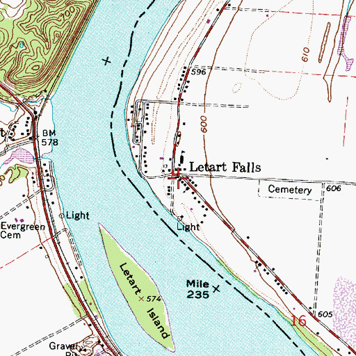 Topographic Map of Letart Falls Post Office (historical), OH
