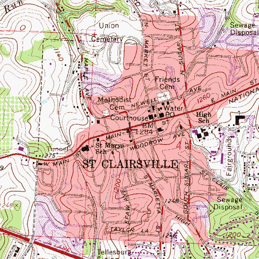 Topographic Map of Calvary United Presbyterian Church, OH