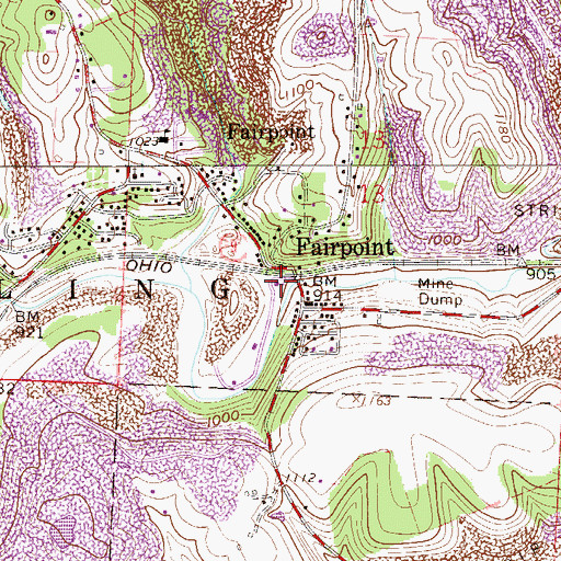 Topographic Map of Fairpoint Mennonite Church, OH