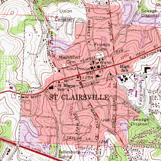 Topographic Map of First Presbyterian Church, OH