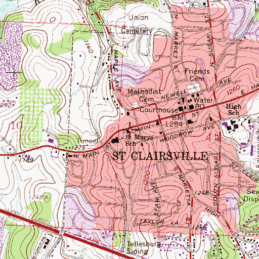 Topographic Map of Saint Marys Roman Catholic Church, OH