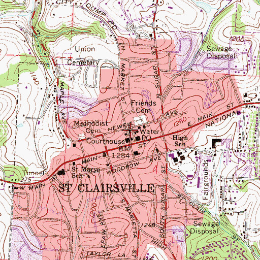 Topographic Map of Thoburn United Methodist Church, OH