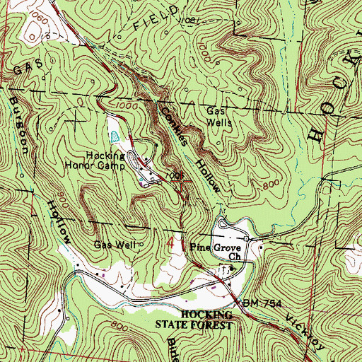 Topographic Map of Conkles Hollow Picnic Area, OH