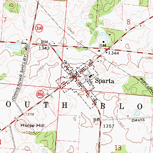 Topographic Map of Sparta Post Office, OH