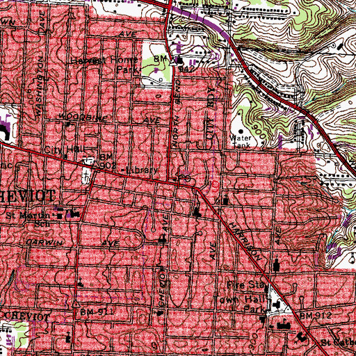 Topographic Map of Cheviot Post Office (historical), OH