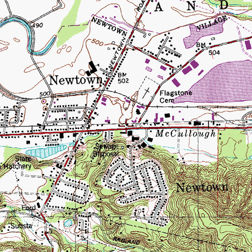 Topographic Map of Newtown Post Office (historical), OH