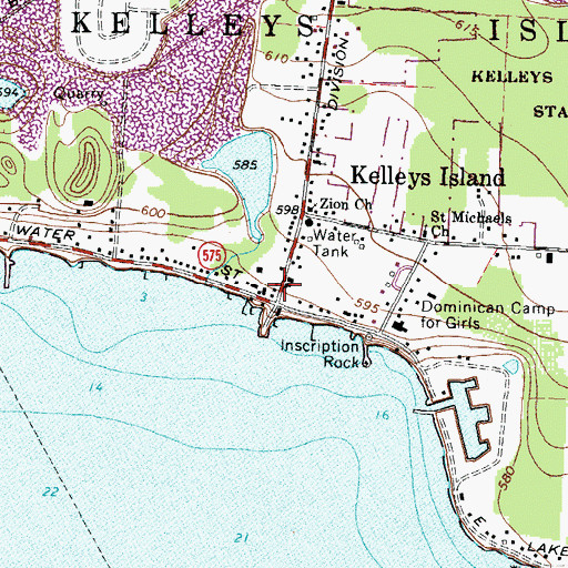 Topographic Map of Kelleys Island Post Office, OH