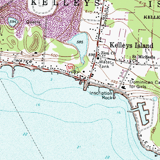 Topographic Map of Martins Dock, OH
