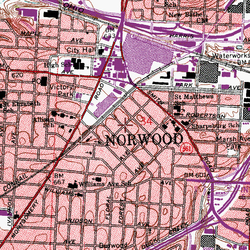 Topographic Map of Norwood Christian Church, OH