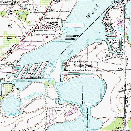 Topographic Map of Harbor Acres, OH