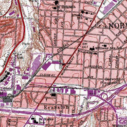 Topographic Map of Norwood English Lutheran Church, OH