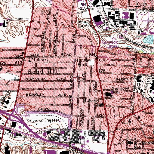 Topographic Map of Norwood Wesleyan Church, OH