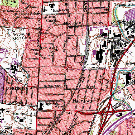 Topographic Map of Peoples Baptist Church, OH