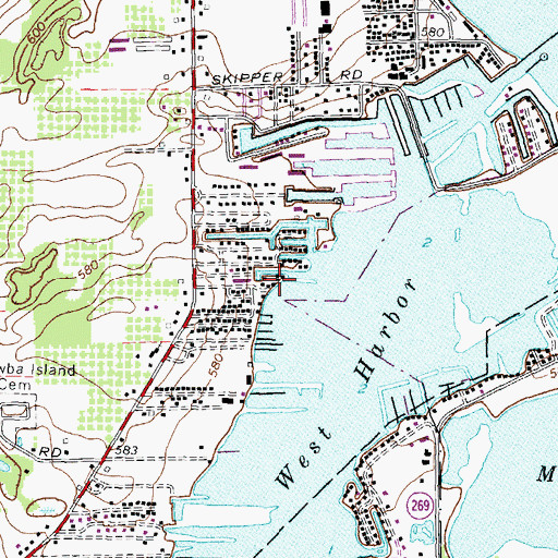 Topographic Map of Treasure Cove Marina, OH