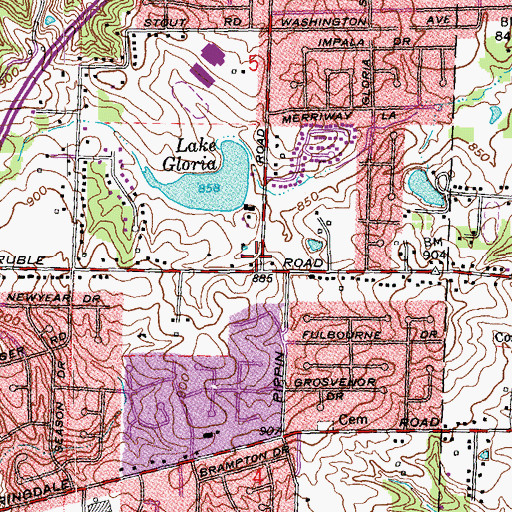 Topographic Map of Pleasant Run Baptist Church, OH