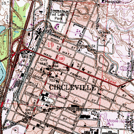 Topographic Map of Memorial Hall, OH