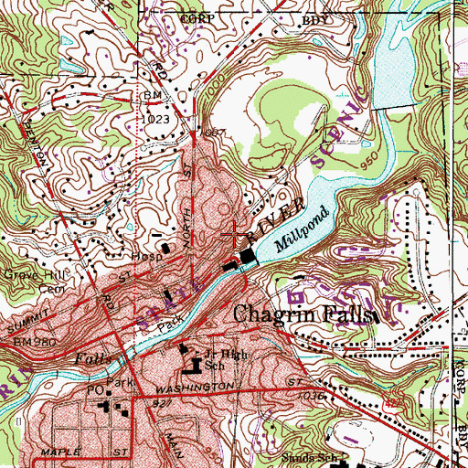 Topographic Map of Chagrin Falls, OH