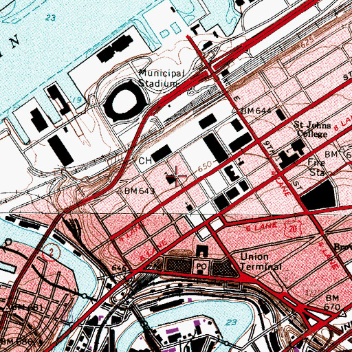 Topographic Map of Cleveland Marshall Law School, OH
