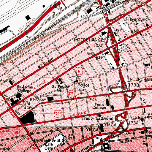Topographic Map of Cuyahoga County Criminal Court, OH