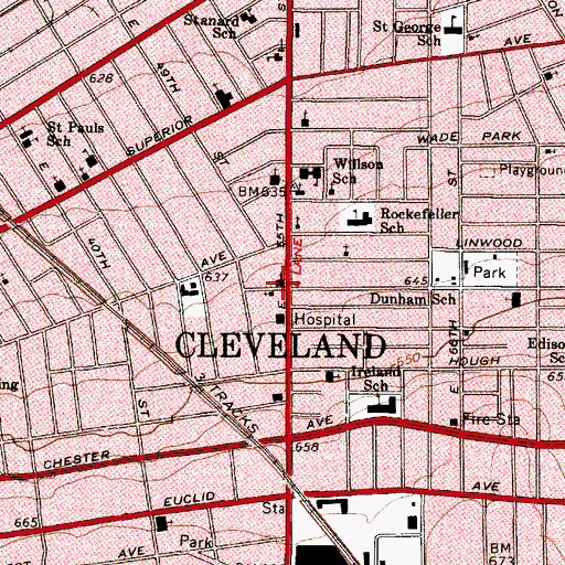Topographic Map of First Assembly of God Church, OH