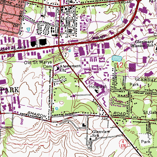 Topographic Map of Springdale Church of the Nazarene, OH