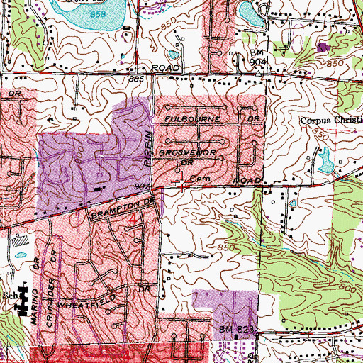 Topographic Map of Springdale Road Baptist Cemetery, OH