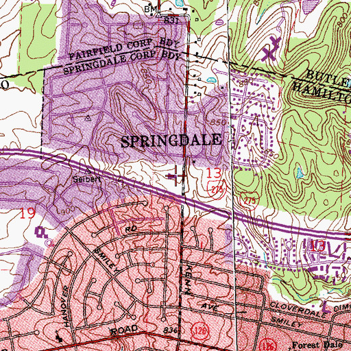 Topographic Map of Temple Baptist Church, OH