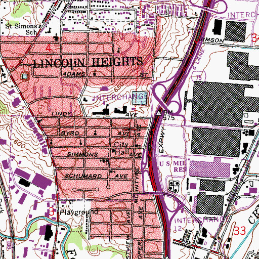 Topographic Map of Town Chapel Christian Methodist Episcopal Church, OH