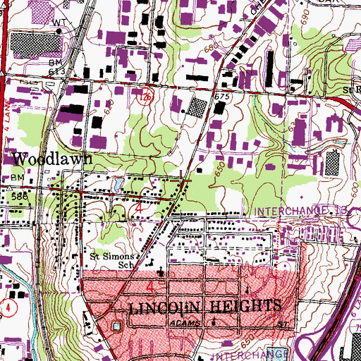 Topographic Map of True Holiness Church of God, OH