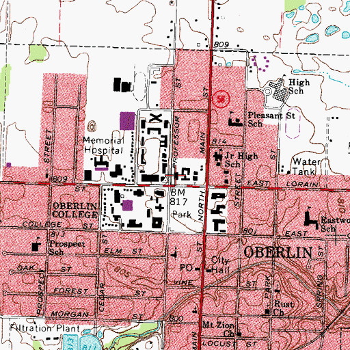 Topographic Map of Carnegie Library, OH