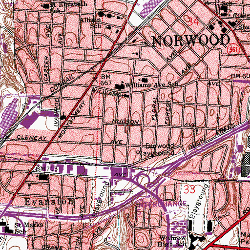 Topographic Map of Victory Baptist Church, OH