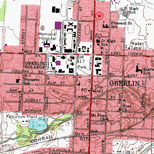 Topographic Map of Second Congregational Church, OH