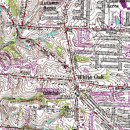 Topographic Map of White Oak Christian Church, OH