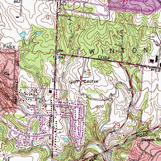 Topographic Map of Winton Woods Golf Course, OH