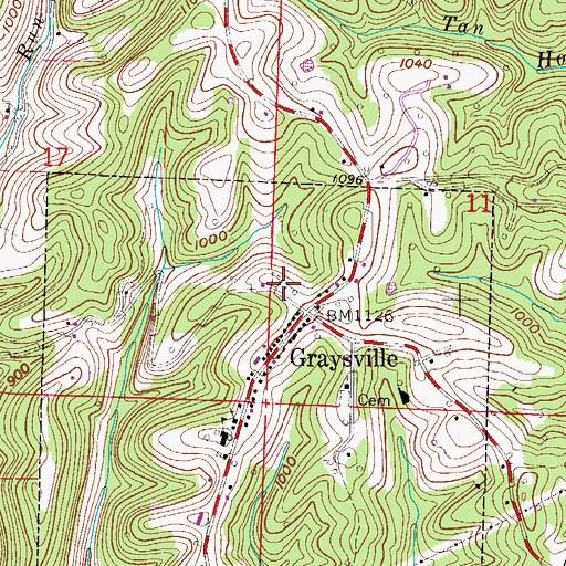 Topographic Map of Graysville Cemetery, OH