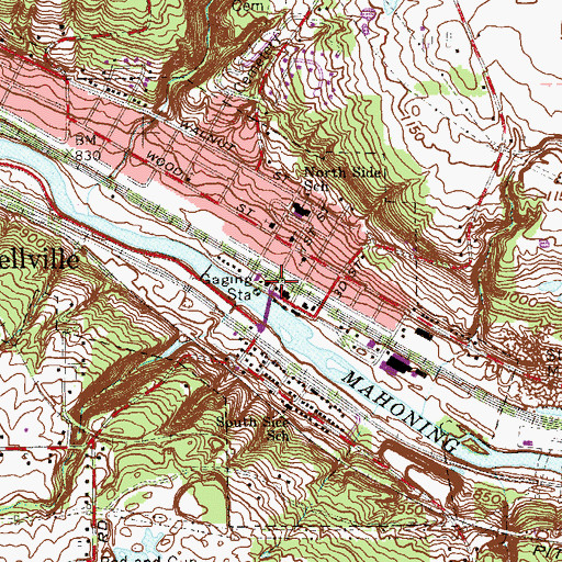 Topographic Map of Lowellville Post Office, OH
