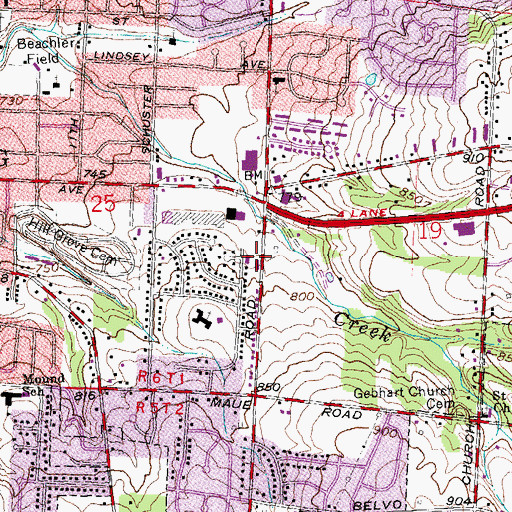 Topographic Map of Miamisburg Post Office, OH