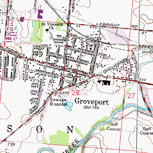Topographic Map of Groveport Post Office, OH