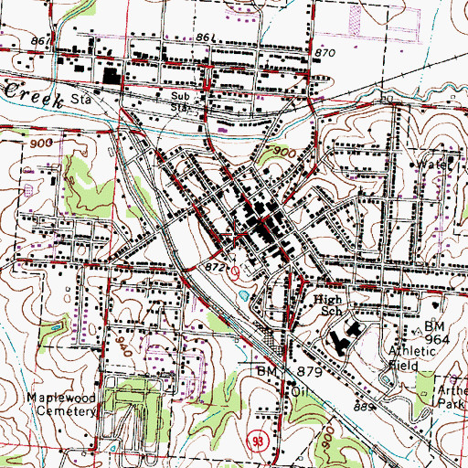 Topographic Map of New Lexington Post Office, OH