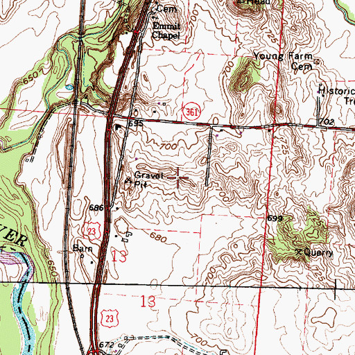 Topographic Map of Pickaway Plains Commerical Park, OH