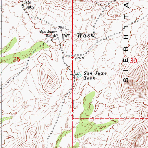 Topographic Map of San Juan Tank, AZ