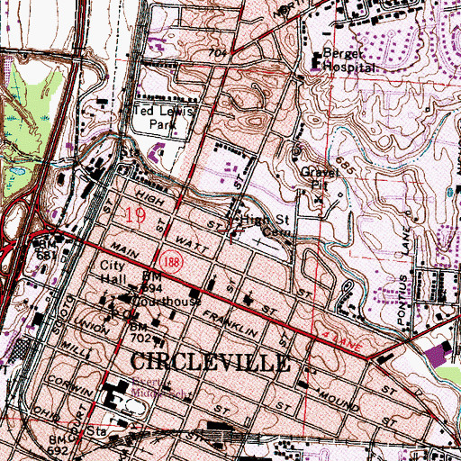 Topographic Map of Brooks-Yates School, OH