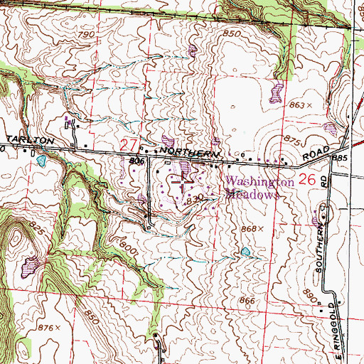 Topographic Map of Washington Meadows, OH