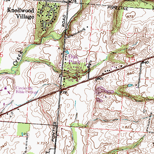 Topographic Map of Oak Park, OH