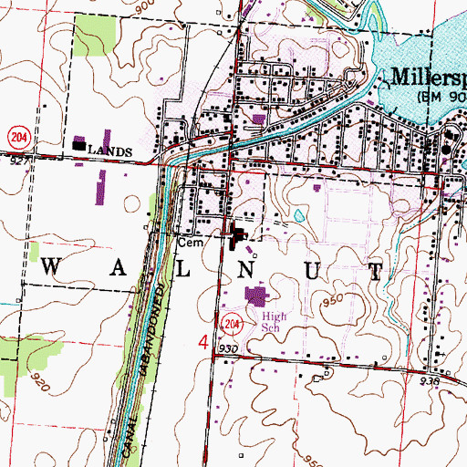 Topographic Map of Millersport High School, OH