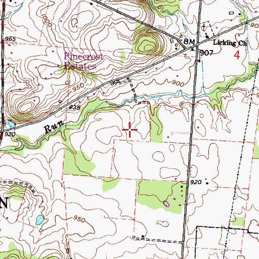 Topographic Map of Canyon Villa Estates, OH
