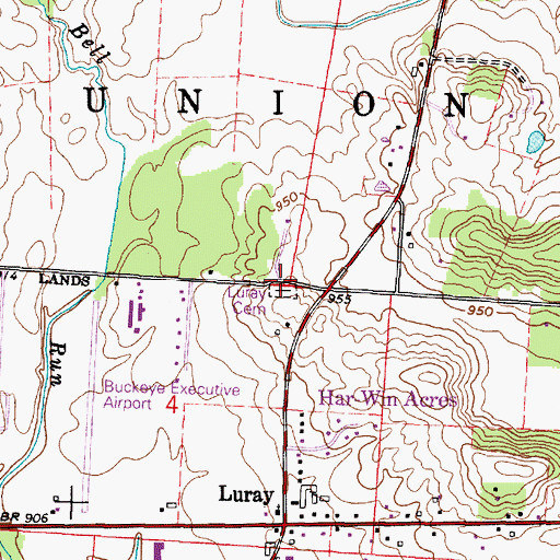 Topographic Map of Luray Cemetery, OH
