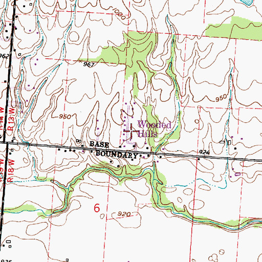 Topographic Map of Wooded Hills, OH