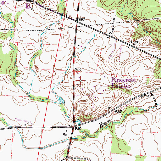 Topographic Map of Pinecrest Estates, OH