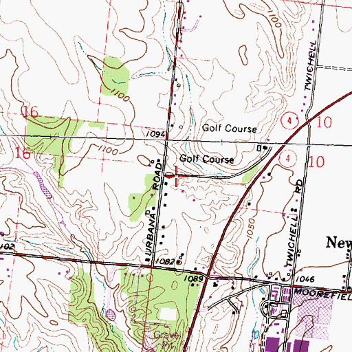 Topographic Map of Mitchell Hills Country Club, OH